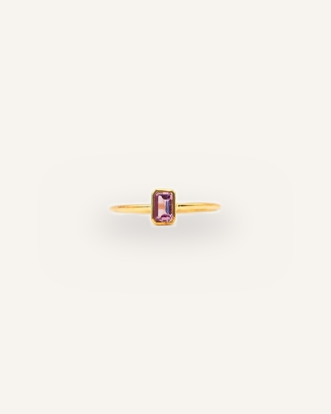 Pink Sapphire Emerald Cut Stacker