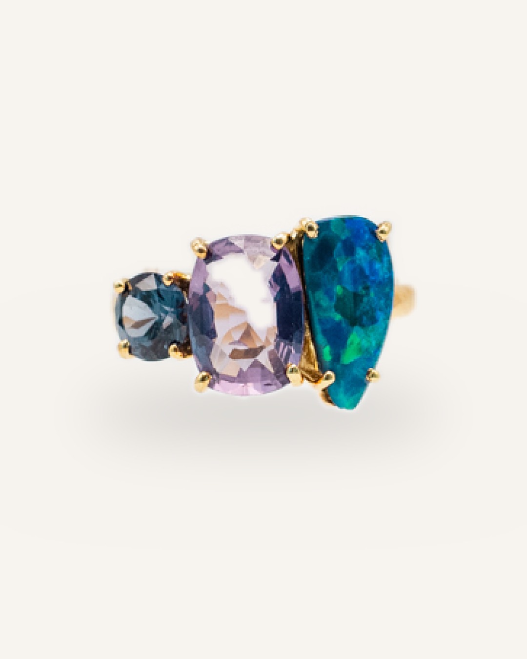 Opal & Spinel Ring